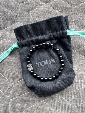 TOUS Onyx Bear Charm Bracelet